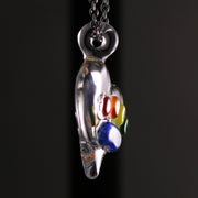 Rainbow Bridge Pawprint Pendant with Infused Cremation Ashes
